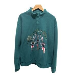 FILA ski sweatshirt UO exclusive Tide Clayton Fleece embroidered  1/4 zip sz XL